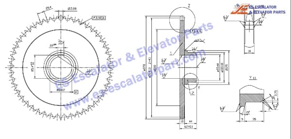 escalator sprocket wheel for handrail drive