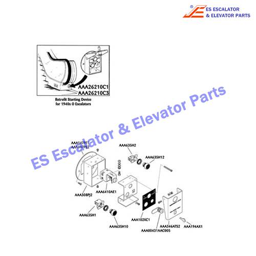 AAA26210C1 Keyswitches Assembly, Retrofit Starting Device, with Faceplate Use For OTIS