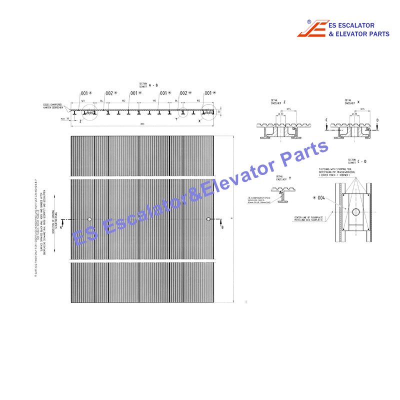 GAA457HD17 Escalator Floorplate  For Otis 506NCE Both For Upper Or Lower Landings 1334 Х 893mm Aluminium (without coating) With Places For Lifting Devices Use For Otis