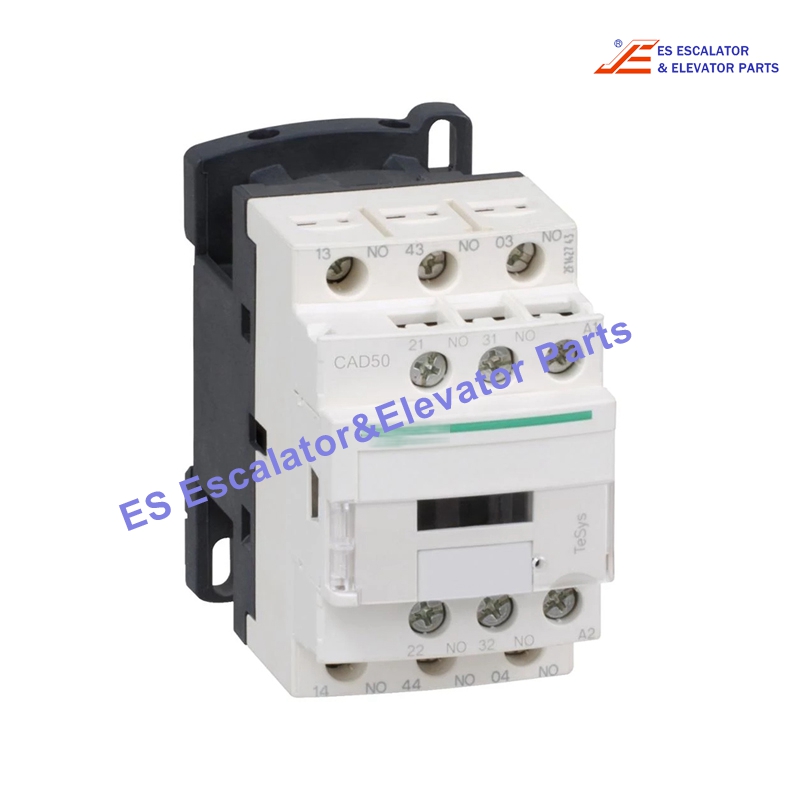 CAD50 Elevator Contactor Relay 10a 600vac Electric 5 pole, 10 AMP relay with an AC rated coil (must specify voltage below) -- comes with 5 N.O. contacts Use For Schneider