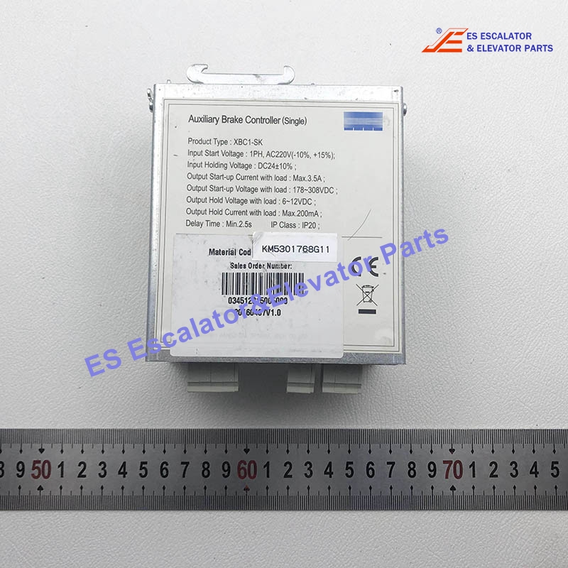 KM5301768G11 Escalator Auxiliary Brake Controller Input Start Voltage:1PH AC220V Hold Voltage:DC24V Output Start Voltage:Max.3.5A 178-308VDC Hold Voltage:6-12VDC Max.200mA Use For Kone