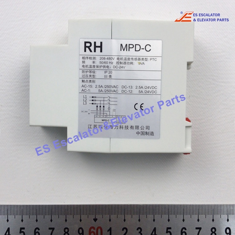 MPD-C Escalator Phase Relay 208-480V 50/60HZ 5VA DC24V Use For ThyssenKrupp