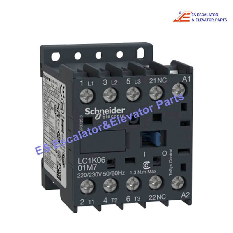 LC1K0601U7 Elevator Contactor TeSys K, 3P, AC-3/AC-3e,<=440V 6A, Aux. 1NC, 230...240V AC coil Use For Schneider